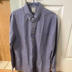 Brooks Brothers Bros Regent Blue Shirt 16 1/2 35 Long Sleeve Collared Cotton
